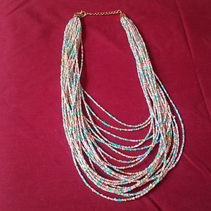Beaded multi colored necklace and earring set